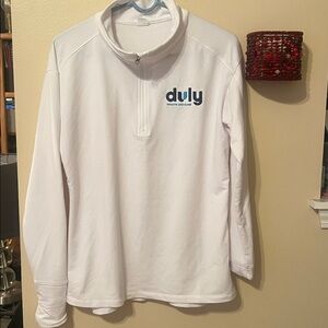 White long sleeve quarter front zip neck sweatshirt pullover DULY Health Care M